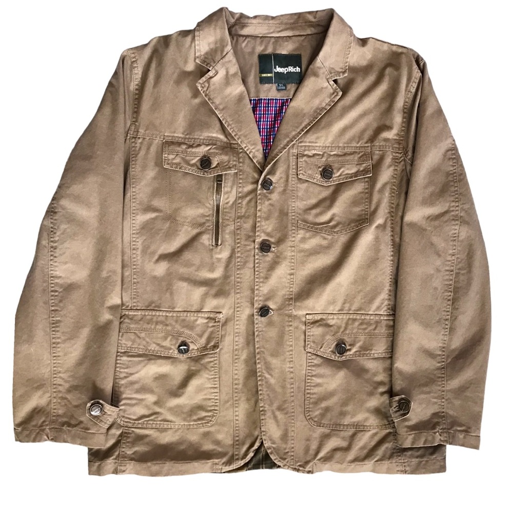 Jeep Rich Teens 5x Khaki Cargo Utility Outdoor Active Rugged Button Down Jacket